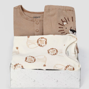 Kit conjunto longo bebê 3 peças leão + caixa de presente P nuvens multicor | Carter's