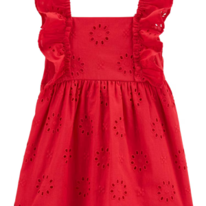 Vestido bebê com babados e laise vermelho | Carter's