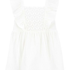 Vestido bebê com babados e laise branco | Carter's