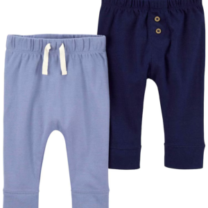 Kit calça bebê 2 peças lisa cós elástico azul | Carter's